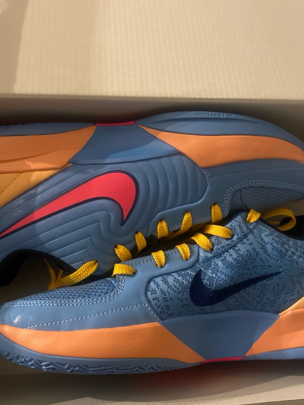 Nike Ja 2 Breeze  Light Blue & Orange Low-Top Sneakers with Pink Swoosh